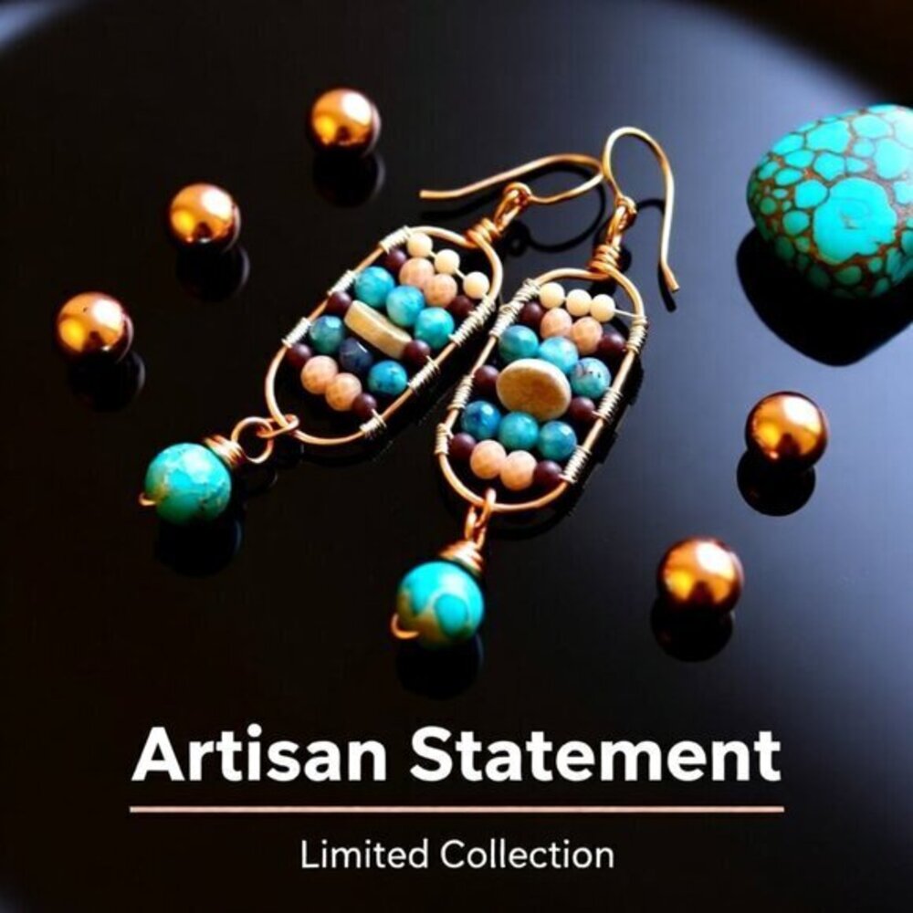 Gorgeous & One-of-a-kind Dangle Earrings! Upscale Boho City Chic! Teal & Cream